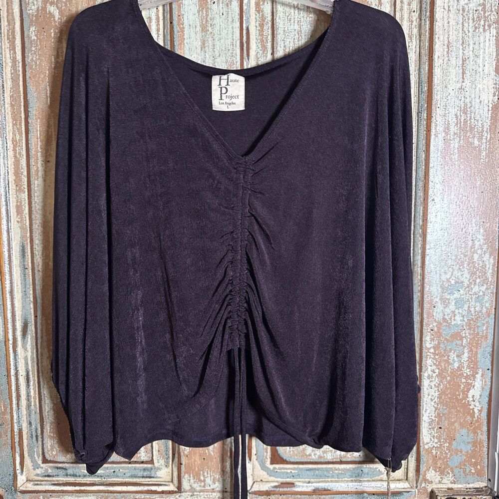 Haute Project Los Angeles L Deep Brown Drawstring NWT Super Voluminous Sleeves